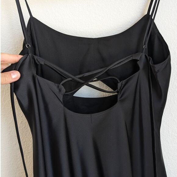 Banana Republic Black Satin Cut-Out Sleeveless Strappy Midi Maxi Dress, size 0 - Picture 4 of 9